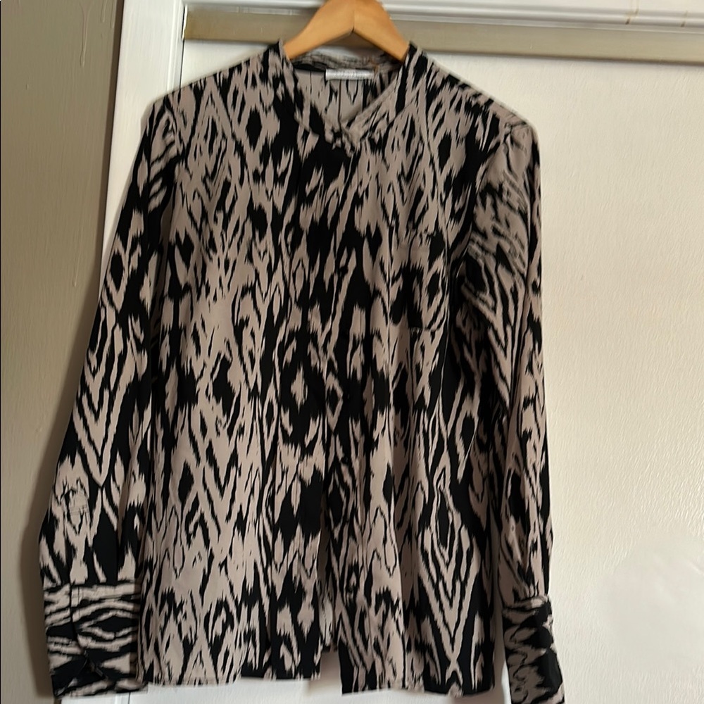 Calvin Klein Black and Cream Patterned Shirt